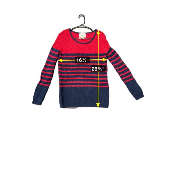 Banana Republic Heritage Red & Navy Striped Wool Blend Sweater M - Picture 6 of 8